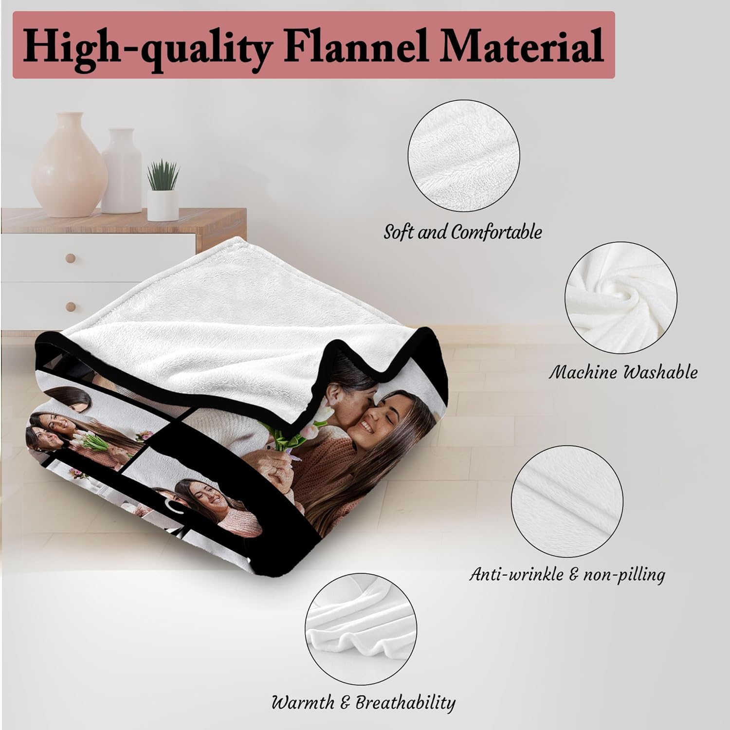 Regine Switzerland Custom Photo Blanket - Personalized Mother's Day Gift for Mom | Ships Next Day