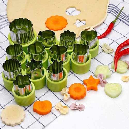 LetGoShop Cookie Cutter Set - 12 Shapes Biscuit Cutters with Safety Handle & 10 Cartoon Food Forks