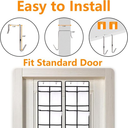 MSLOVE Over The Door Shoe Organizer - 12 Large Mesh Pockets for Closet Storage, White | 2 Pack