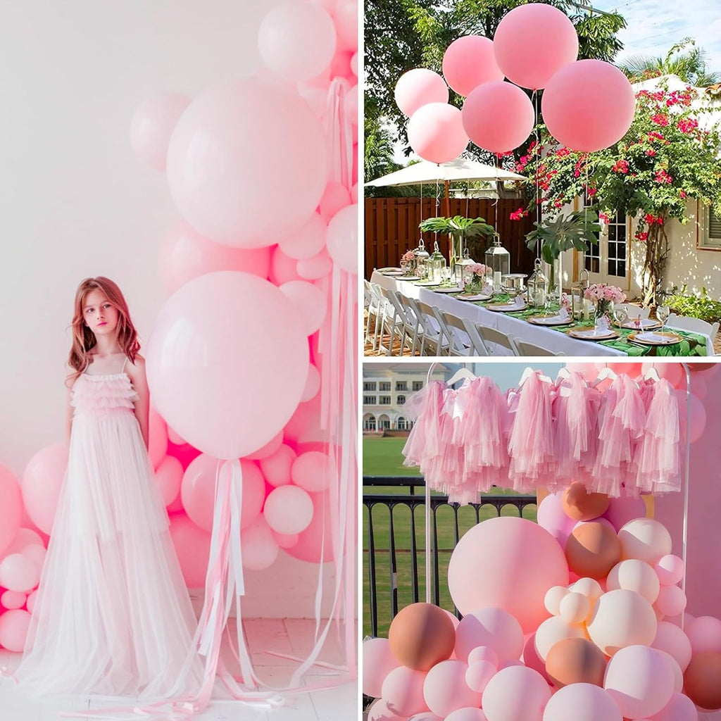 PartyWoo Baby Pink Balloons - 36 Inch Pastel Latex Helium Balloons for Baby Showers & Celebrations