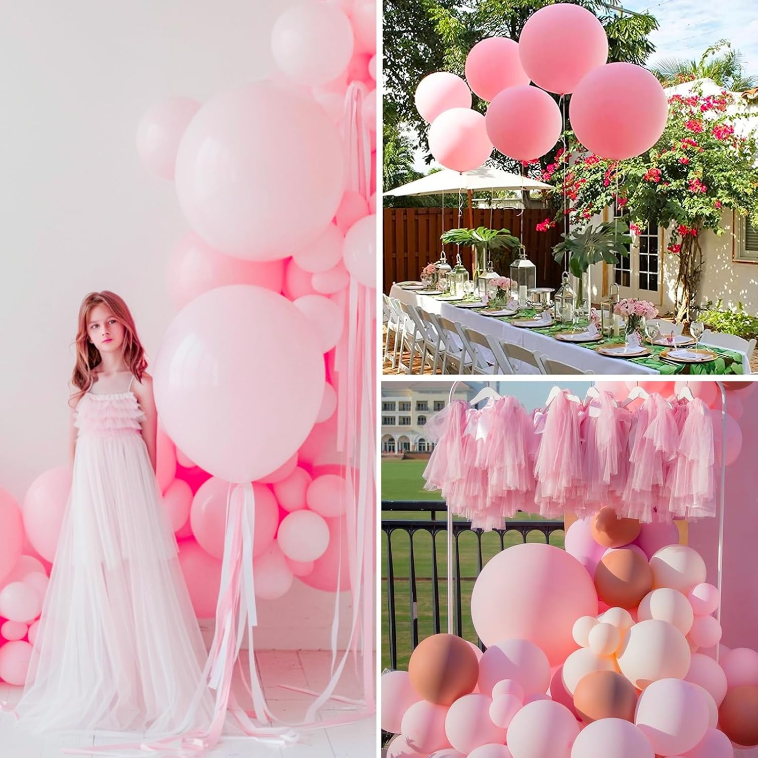 PartyWoo Baby Pink Balloons - 36 Inch Pastel Latex Helium Balloons for Baby Showers & Celebrations