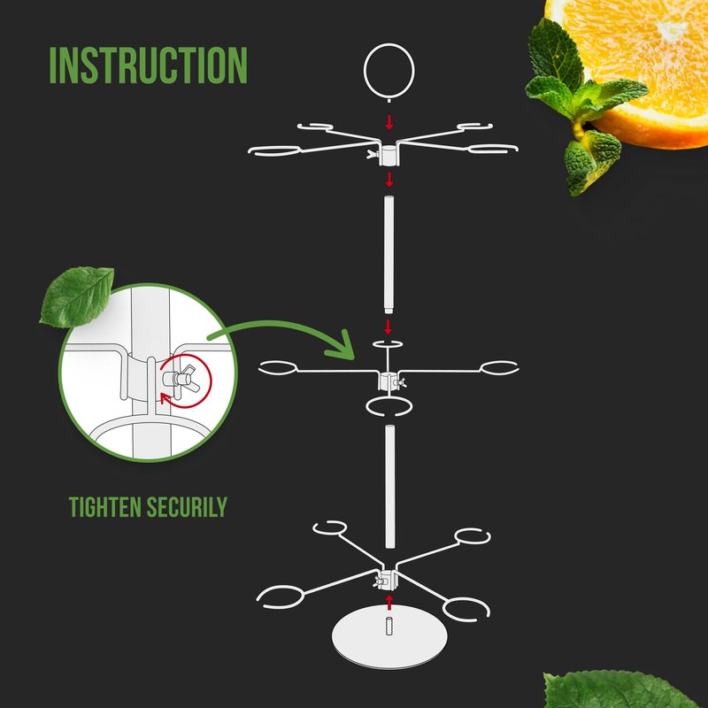 Cocktail Tree Stand, Metal Drink Tower, 3 Tier - 12 Holders For Champagne, Martini, Margarita Cups (Black)