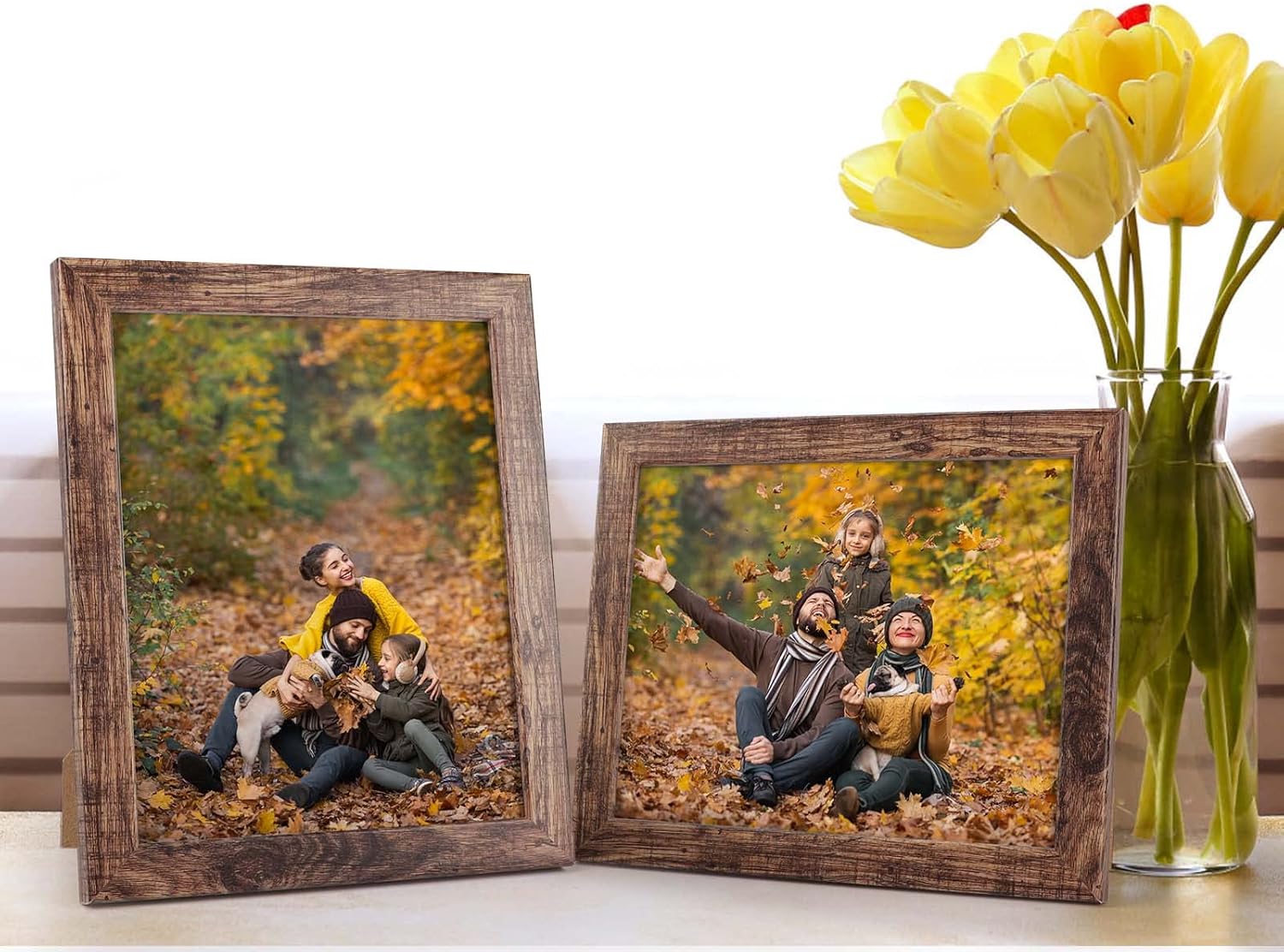 PETAFLOP 8x10 Rustic Picture Frame Set of 7 | Stylish Wall & Tabletop Display for Photos