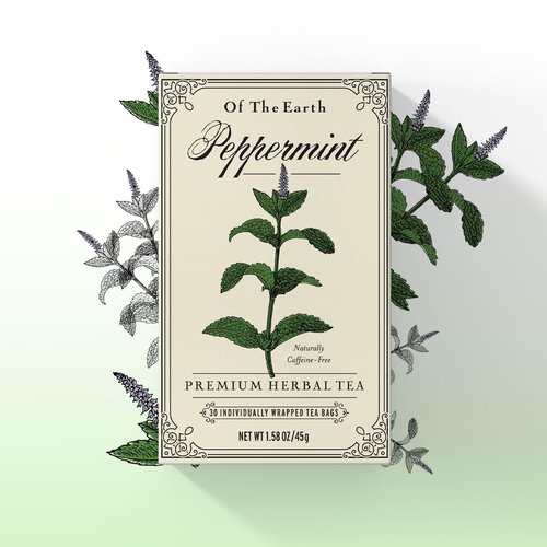 Life Plus Style Gourmet Of The Earth Pure Peppermint Herbal Tea Refreshing Minty & Cool Flavor Non GMO Caffeine Free Eco Conscious 30 Tea Bags Enjoy Hot or Cold