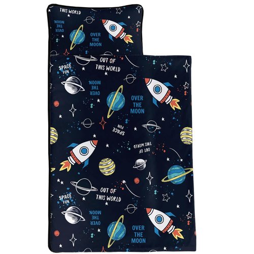 NaFurAhi Space Ship Galaxy Sleeping Bag Nap Mat Set - 50"x21" Space, Polyester, Standard - 50"x21"