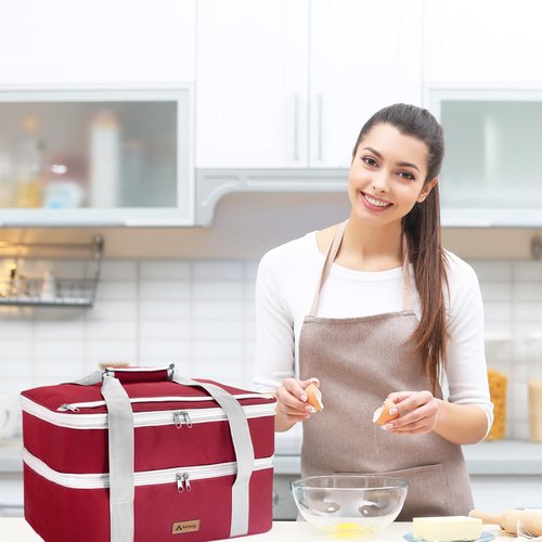 Arienng Insulated Casserole Carrier, Casserole Carriers For Hot Or Cold Food 9 * 13 Inch And 11 * 15 Inch Baking Pans, Keep Hot Or Cold Food Fresh