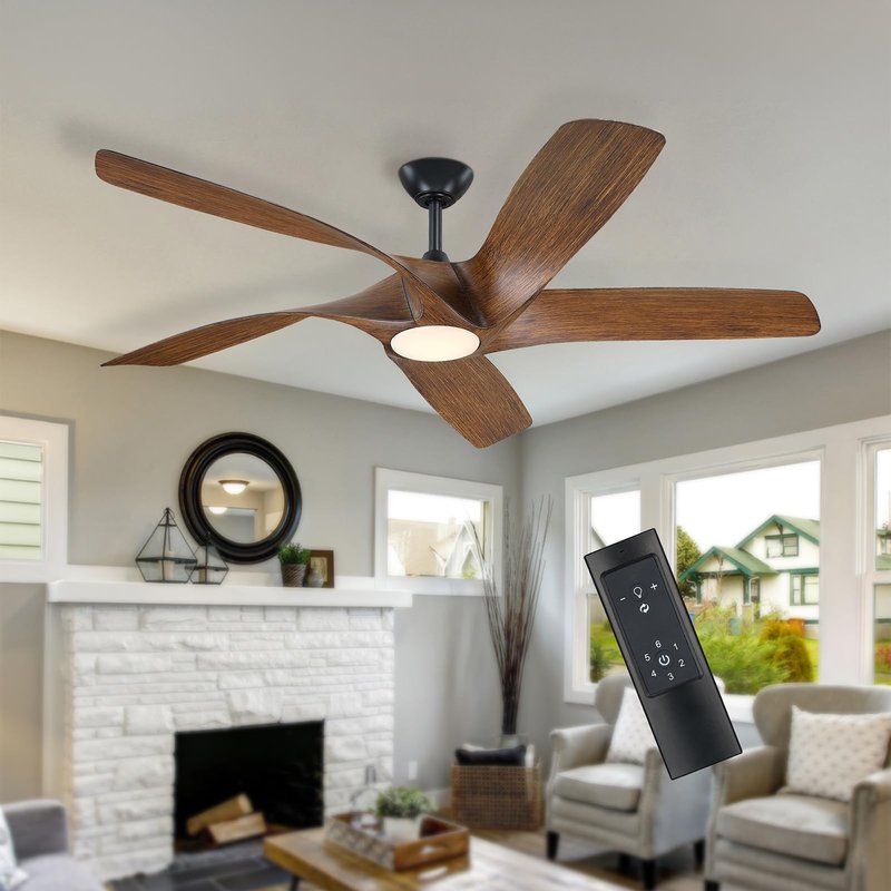 ANPrime 56 Inch Ceiling Fan With Lights, Led Indoor Ceiling Fan With Lights and Remote Control, Reversible Dc Motor, Suitable For Bedrooms, Living Rooms, Silver Propeller Blade Ceiling Fans