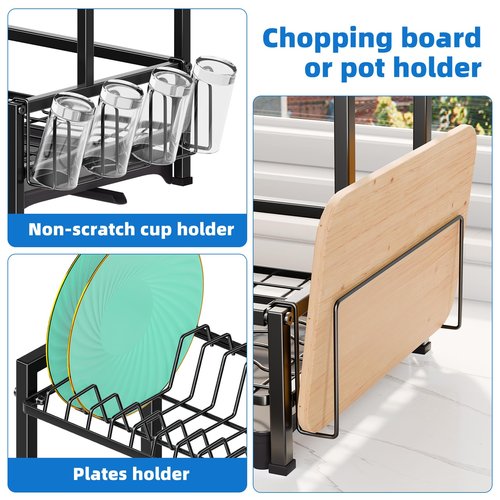 Simple Trending Dish Drying Rack, 2-Tier Dish Rack for Kitchen, Stainless Steel Dish Drainer, Black