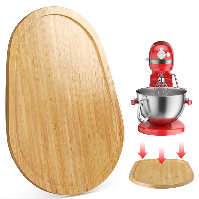 GuanQiao Food-Grade Bamboo Mixer Slider: For KitchenAid 5-8 Qt Bowl Lift Stand Mixer. Appliance Sliding Mat For Artisan, Kitchen Countertop Storage Accessories (Moving Tray)