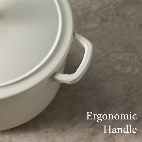 CAROTE 5QT Enameled Cast Iron Dutch Oven - Non-Toxic, Heavy-Duty Pot for Baking & Braising | Cream White