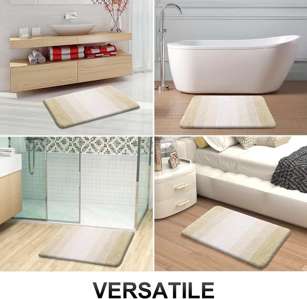 OLANLY Bathroom Runner Rugs - Extra Soft Microfiber, Quick Dry & Washable | 54x24 Light Beige