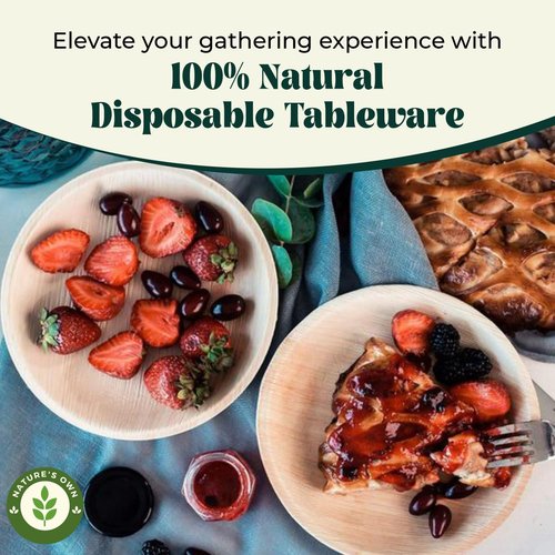 Disposable Round Plates, Compostable & Biodegradable Palm Leaf Plates, Microwave Oven Safe, Eco-friendly, Plates for Parties & Weddings, 10 Inch, 100 Plates