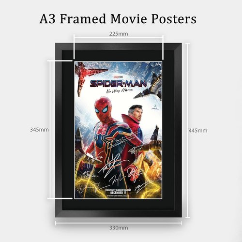 HWC Trading Spider-Man Movie Poster - Tom Holland Signed Framed Print | 16" x 12" Autographed Display