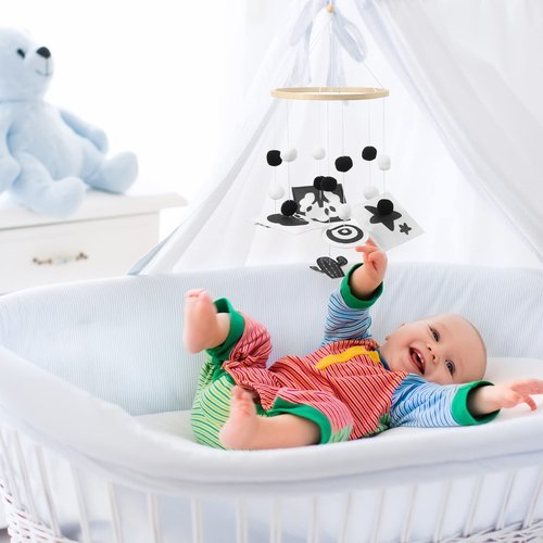 HyDren Baby Mobile for Crib Black and White Crib Mobile Nursery Crib Mobile Handmade Mobiles Decor for Baby Shower Gifts Ceiling Hanging Decorations 2 Styles