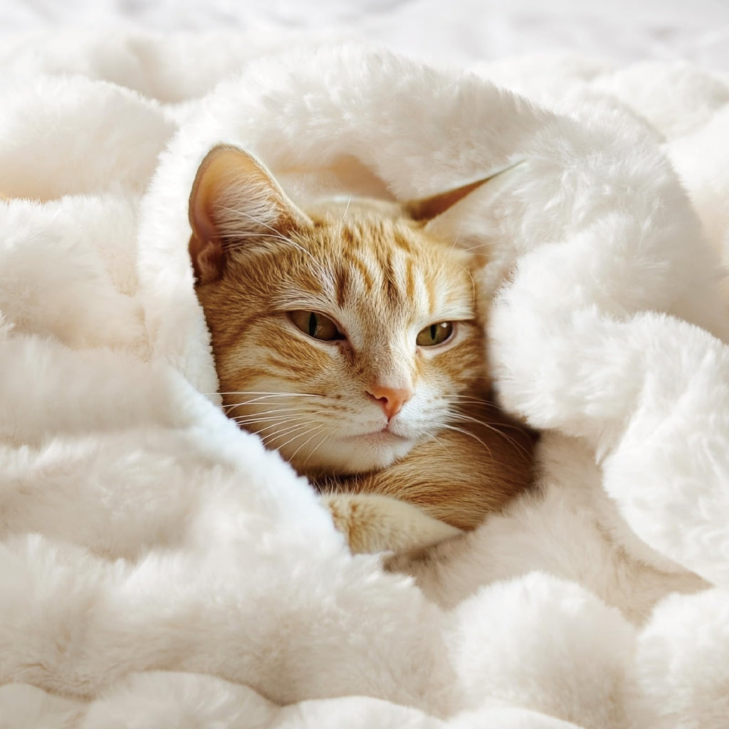 BEDELITE Faux Fur Throw Blanket for Couch, Soft and Cozy Luxurious 3D Striped Fluffy Blanket, 770GSM Thick Warm Plush Fuzzy Faux Rabbit Fur Blanket for Women Gift (Cream, 60"x 80")