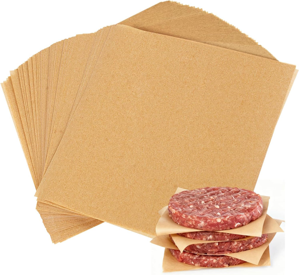 Ninsula 400PCS Patty Paper - 6x6 Inch Unbleached Non-Stick Parchment Squares for Burgers, Baking & Freezing