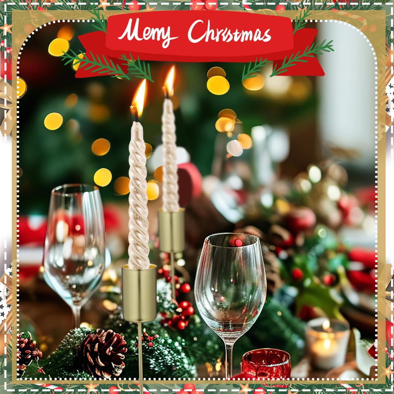 Veemoon Gold Candle Holders - 5PCS Iron Taper Insert Cups for Advent Wreath & Floral Centerpieces