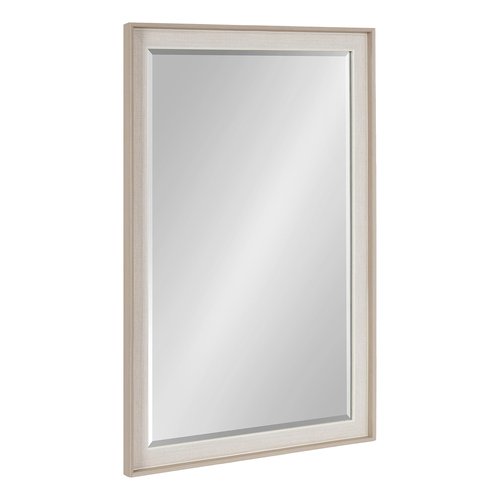 Kate and Laurel Kobert Transitional Rectangular Beveled Wall Mirror; 20 x 30; Tan; Framed Rectangle Vanity Mirror for Use as Bathroom Mirror for Over Sink or Refined Entryway Mirror