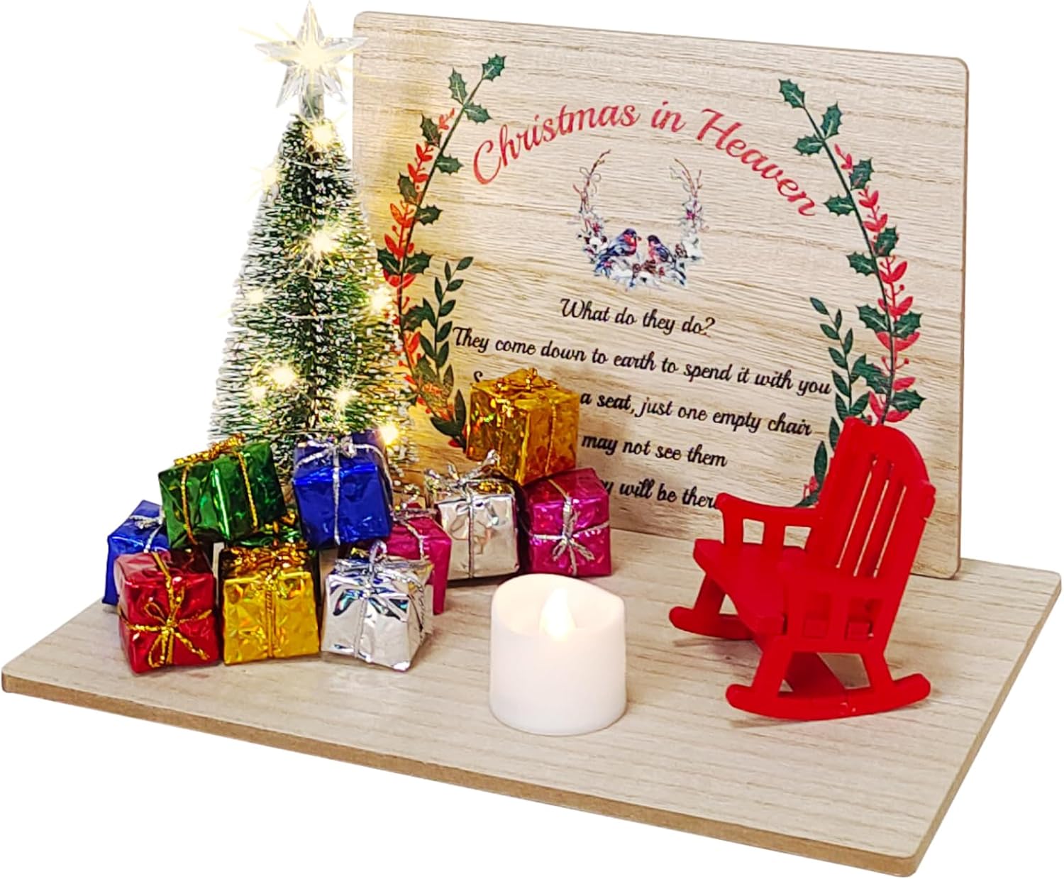 Regine Switzerland Christmas Memorial Chair Ornament - Rocking Chair Candle Holder Gift for Loved Ones