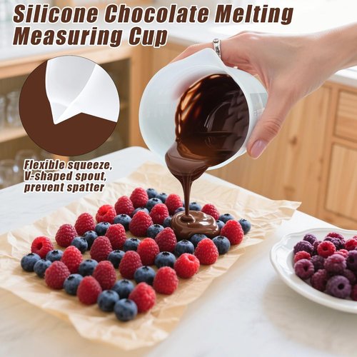 Juome Silicone Measuring Cups Set - 6PCS Chocolate Melting Cups, 100/250/350ml, Dishwasher Safe, Baking Essentials