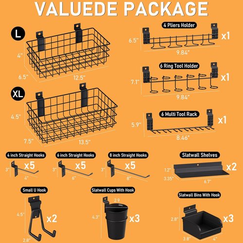 INCLY 30PCS Slatwall Accessories Set - Heavy Duty Hooks, Baskets, Shelves & Bins for Garage Organization