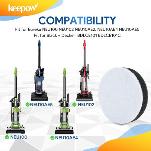 KEEPOW Vacuum Filters - 2 Pack for Eureka Airspeed Compact Bagless Upright NEU100 Series