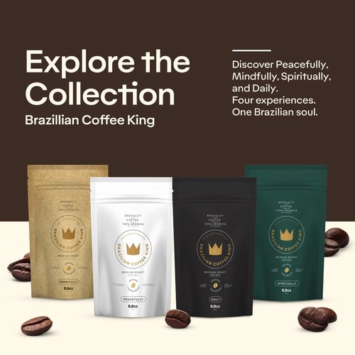 Specialty Coffee Daily 8.8 oz – Arabica Roasted Ground in Brazil – Smooth, Comforting Flavor with Notes of Chocolate, Caramel and Nuts – Medium-Dark Roast, Carefully Harvested – Brazilian Coffee King