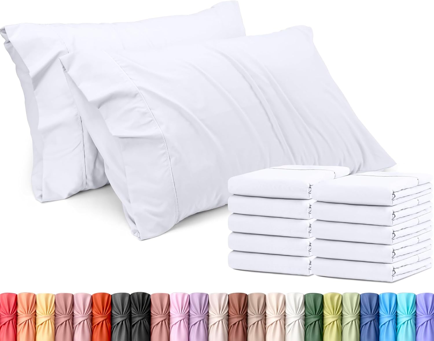 Utopia Bedding Standard Pillow Cases - 12 Pack - Soft Brushed Microfiber - 20 X 26 Inches | Fade Resistant, White