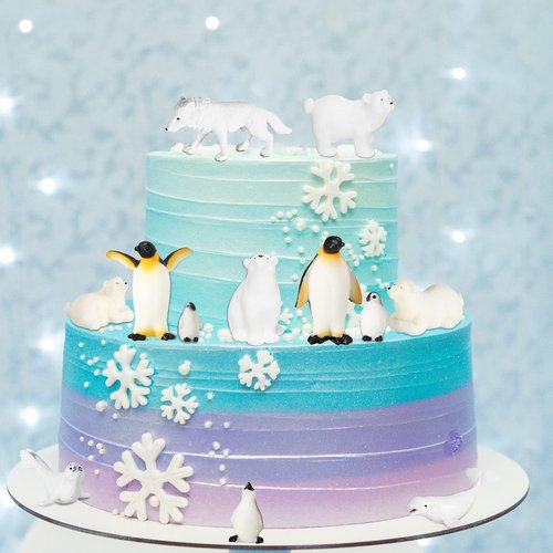 Kasyat 16 Pcs Polar Animals Figurines Set - Realistic Arctic Wildlife for Parties | White Bear, Penguin, Whale & More