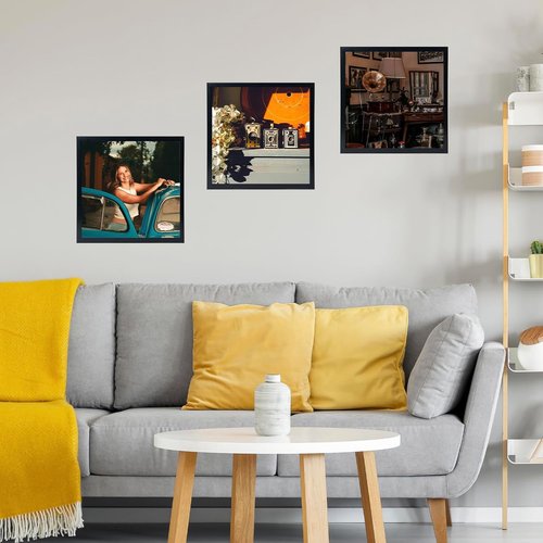 JCJMY Vinyl Record Frame - Sturdy 12.5x12.5 Album Cover Display | Black, 3 Pack for Wall Decor