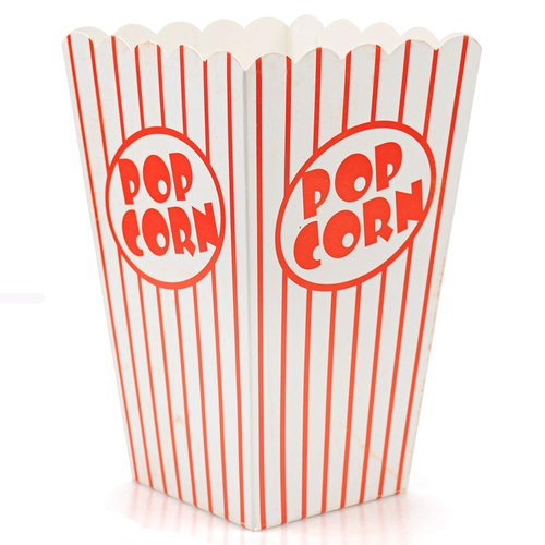 Bekith 100 Pack Paper Open-Top Popcorn Box, Popcorn Containers Striped Red and White, Great for Movie Theater Party