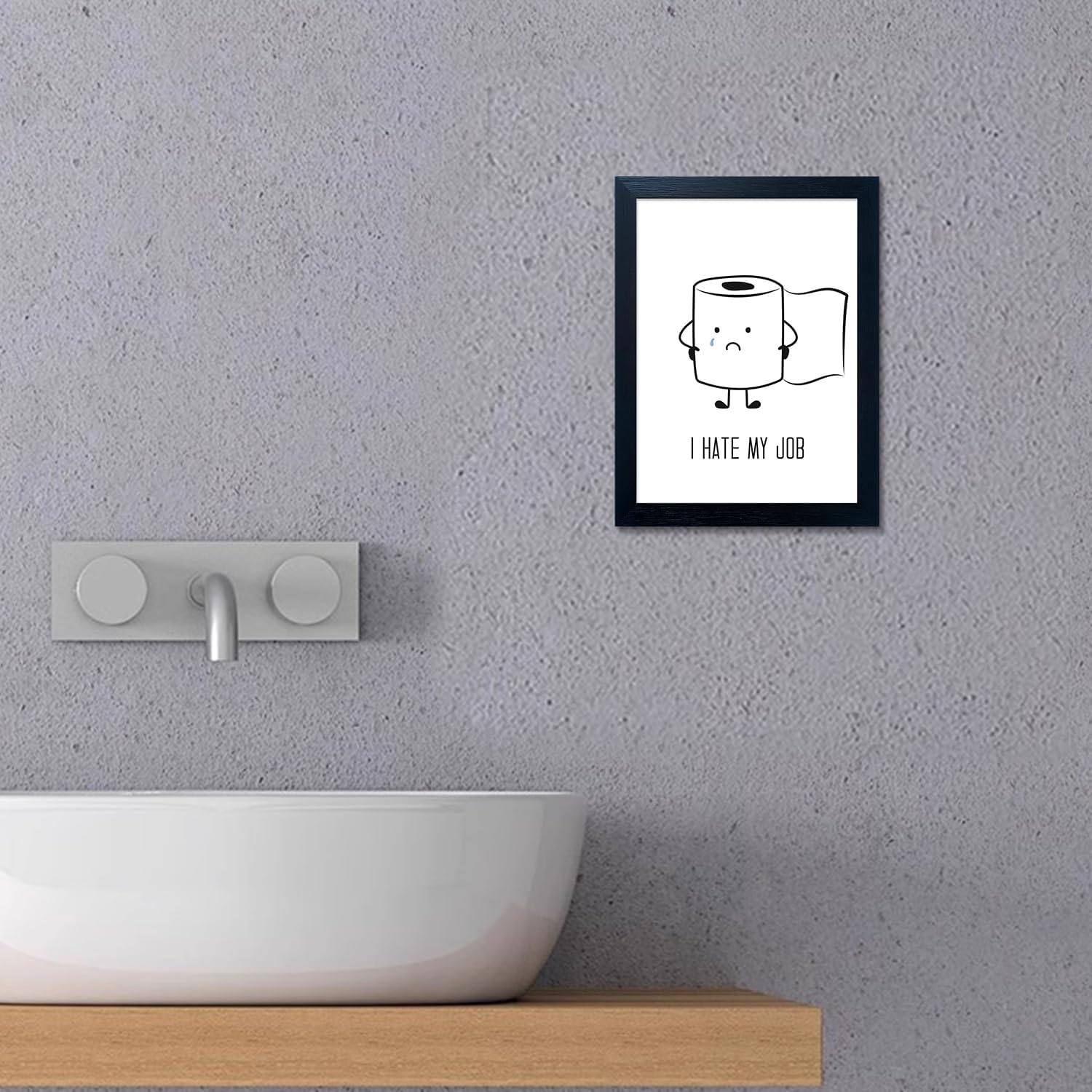 Regine Switzerland Black and White Bathroom Wall Art - Humorous Toilet Paper Canvas Print