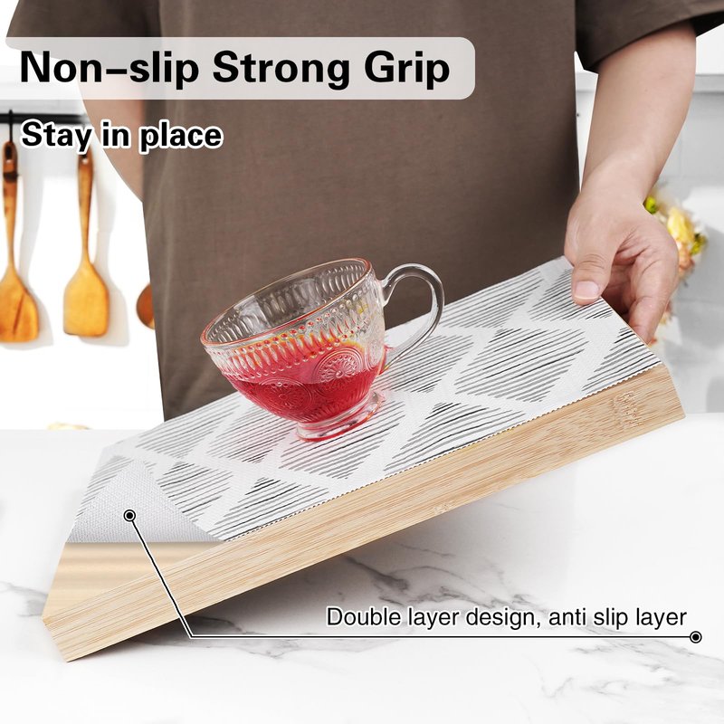 GTJ Drawer and Shelf Liner for Kitchen Cabinet,17.5IN x 10FT Non-Adhesive Cabinet Liner,Waterproof Shelf Paper Non-Slip Mats Cupboard Liner Contact Protect Dresser/Shelves/Table-Square Stripes