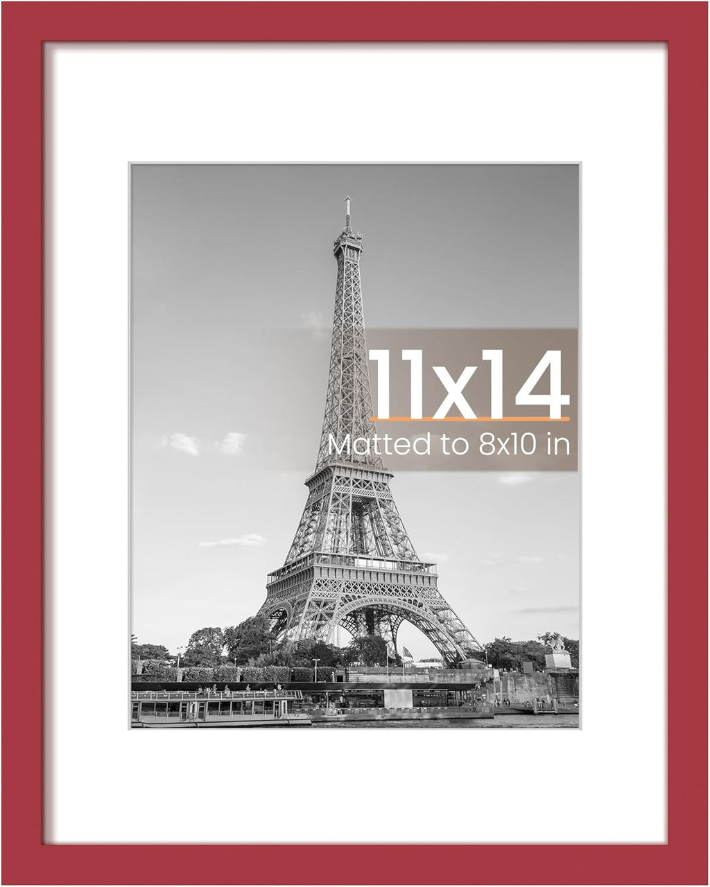 Upsimples 11x14 Picture Frame - Display 8x10 Photos with Mat or 11x14 Without - Red, 1 Pack
