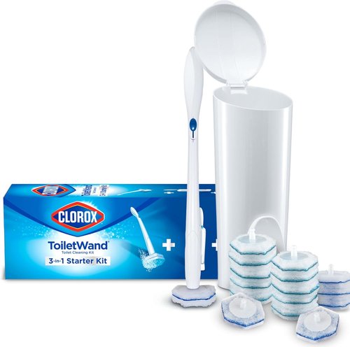Clorox ToiletWand Cleaning System - Disposable Toilet Scrubber with 16 Refills & Storage Caddy