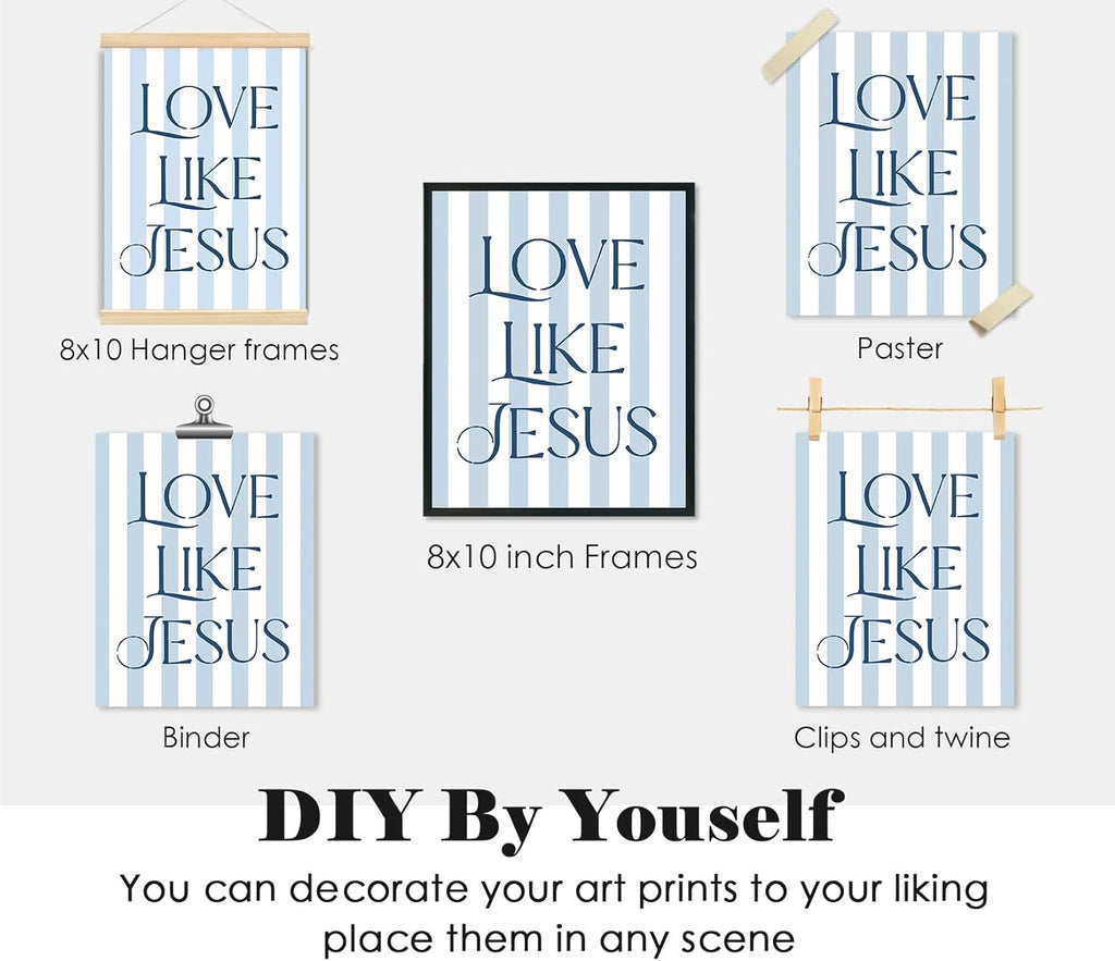 ULEGIE Coquette Bow Bible Poster Wall Art | Inspirational Jesus Decor for Teen Girls | 8x10 Unframed Set of 4