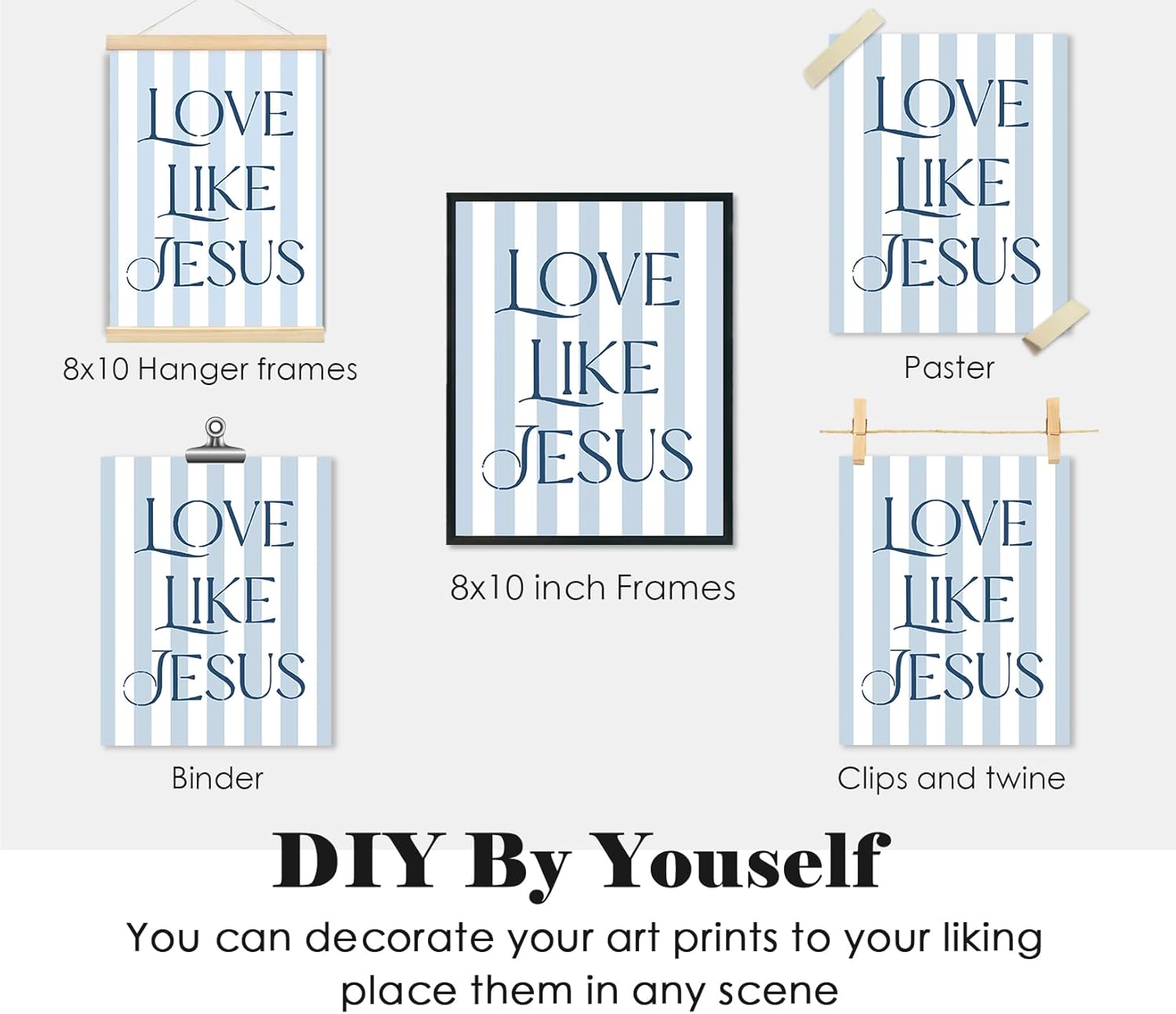 ULEGIE Coquette Bow Bible Poster Wall Art | Inspirational Jesus Decor for Teen Girls | 8x10 Unframed Set of 4