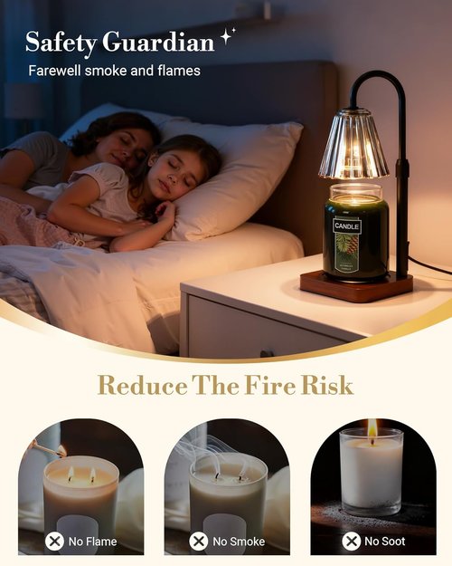 Marycele Black Candle Warmer Lamp - Adjustable Height with Timer & Dimmer | Perfect Gift for Mom & Sister