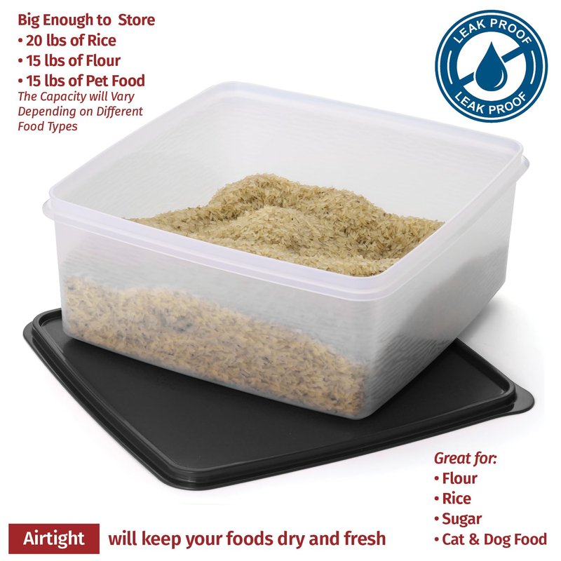Plastic Storage Containers with Lids - 11L Storage Bins with Lids – Airtight Plastic Storage Bins for Food Storage, Pet Food, Rice– Stackable Clear Organizing Bins for Toy Storage, Garage, Pantry