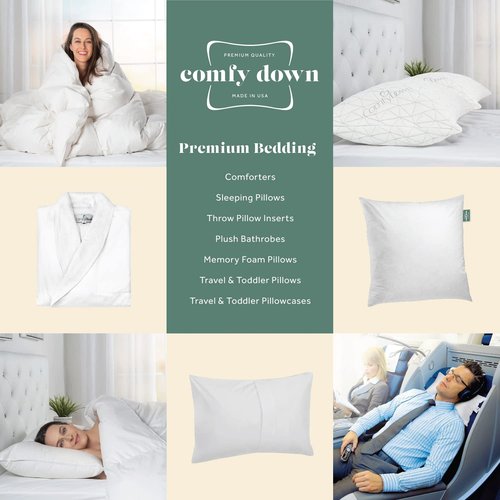 ComfyDown Set of Two20X20 Decorative Throw Pillow Insert, Down and Feathers Fill, 100% Cotton Cover 233 Thread Count, Square Pillow Insert - Made in USA