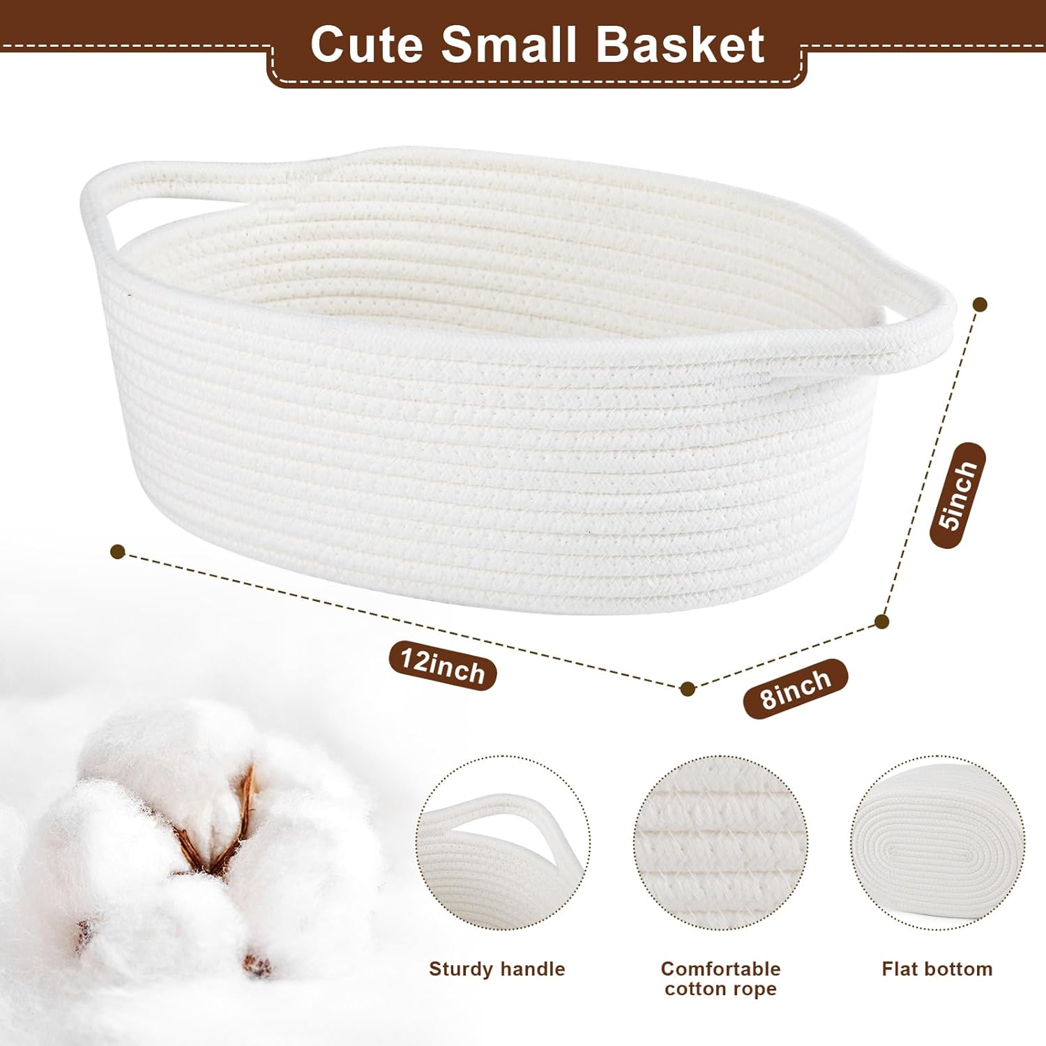 OIAHOMY Woven Gift Basket - Stylish Nursery Organizer with Handle, Gift Bag & Tissue Paper | White