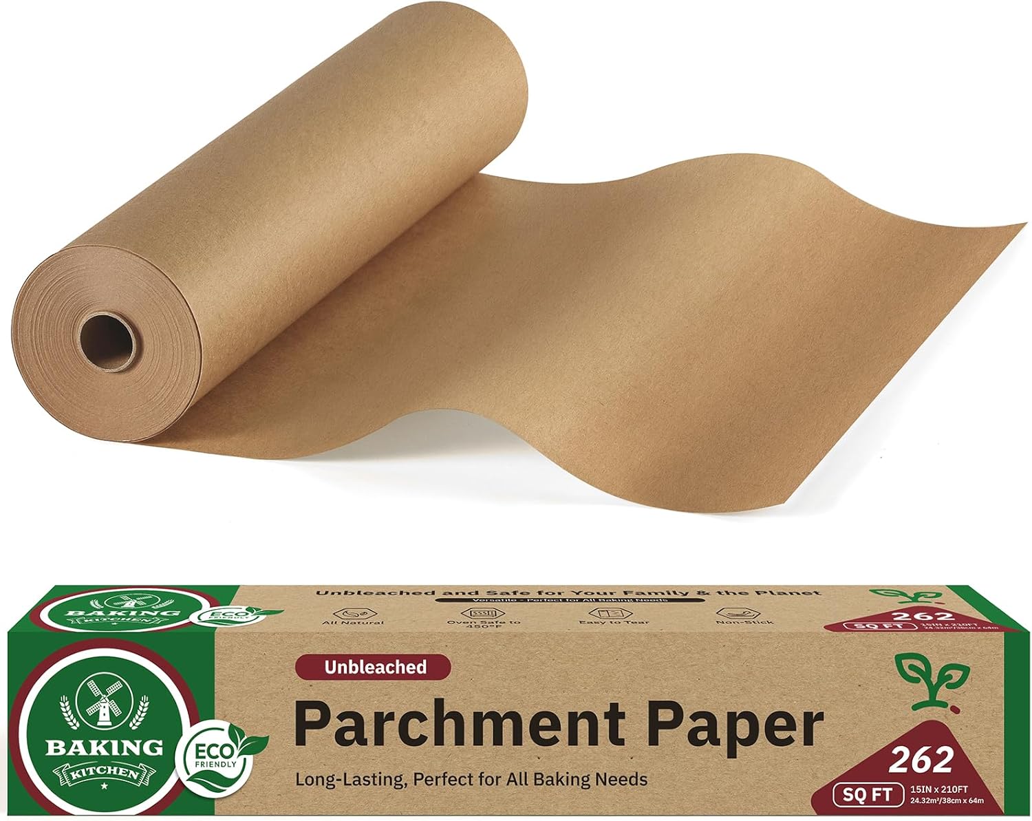 Unbleached Parchment Paper Roll by [Brand Name] - 15in x 210ft, Non-Stick & 450°F Safe for Baking, Cooking, Air Frying