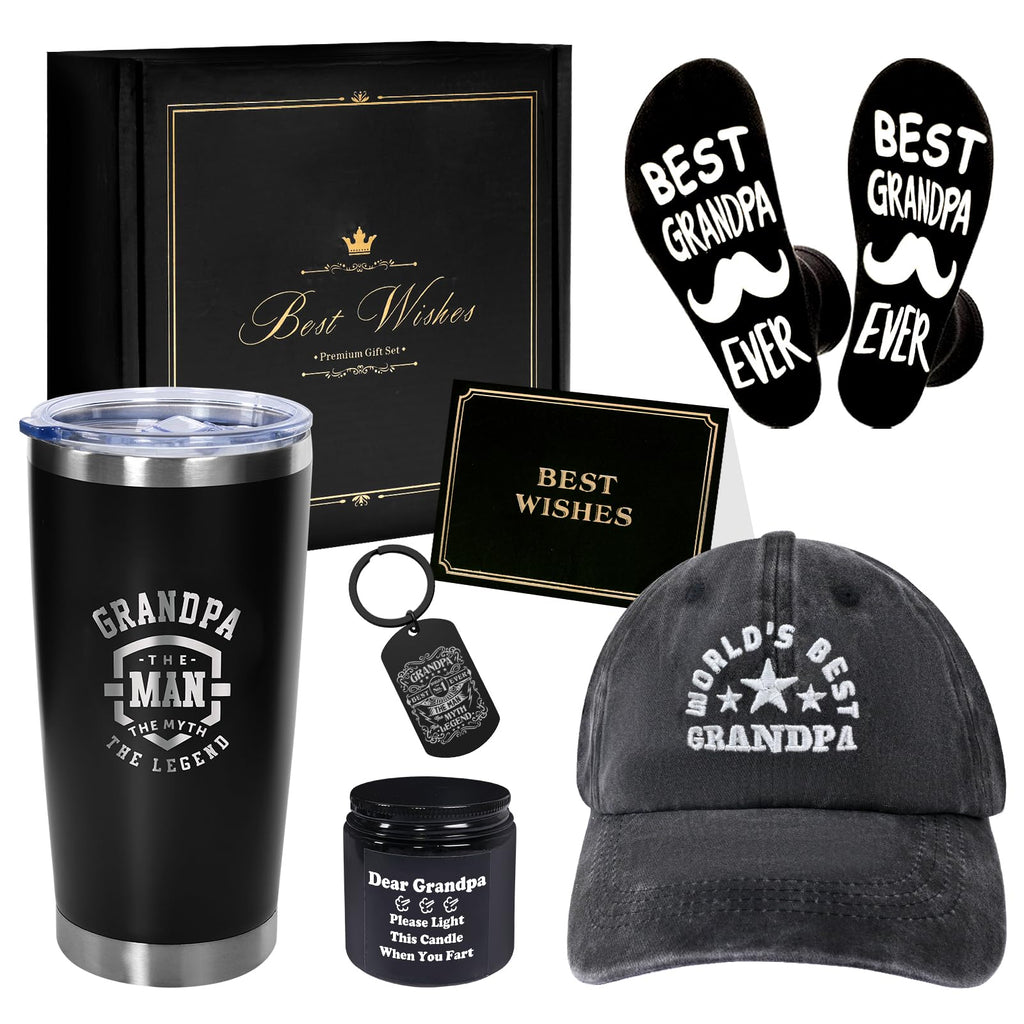 Tecanne Birthday Gifts For Grandpa - Fathers Day Gift Box Baskets For Grandpa, Husband, Men Best Christmas Package Gift Ideas