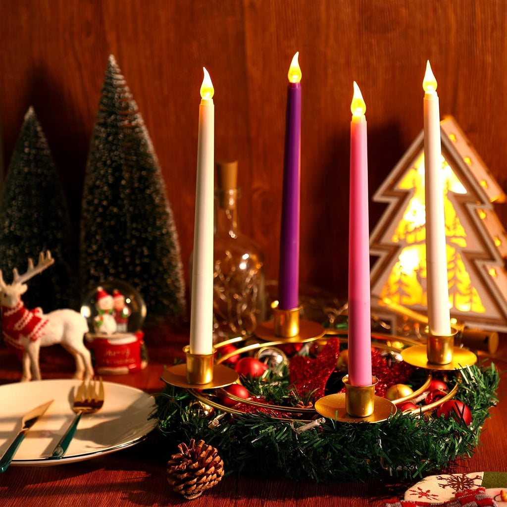 Sliner Christmas Advent Wreath Ring - Metal Candle Holder for Festive Table Decorations | 2 Pcs Set
