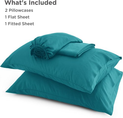 Bedsure Cooling California King Sheet Set - Breathable Rayon from Bamboo, Deep Pocket Up to 16 Inches, Turquoise