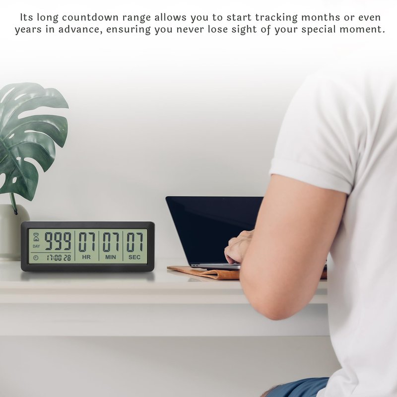 Countables - Large LCD Digital Countdown Clock - Up to 999 Days - Countdown and Retirement Timer, Count Down Clock for Retirement, Big Display Large Digital Timer for All Events (Black)