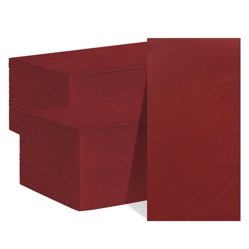 KMAKII Disposable Napkins Burgundy Dinner Napkins Cloth Like Paper Napkins Linen-Feel Guest Towels Paper Hand Towels Hand Napkins For Bathroom,Weddings, Parties,Dinners Size 12 X 17 Inches,100 Count