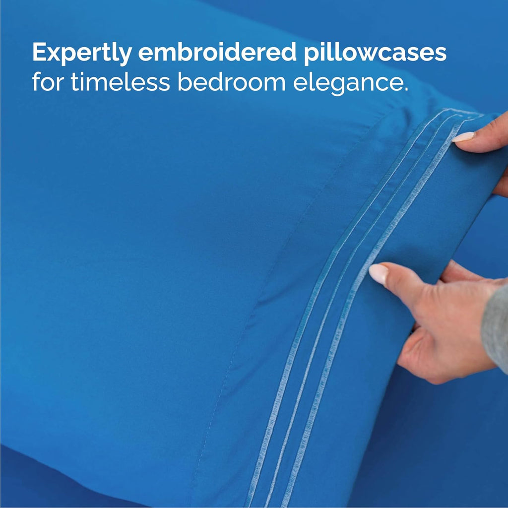 Queen Size Sheet Set by Hotel Luxury | 4-Piece Comfy, Breathable & Cooling Bedding - Deep Pockets, Soft & Wrinkle-Free - Oeko-Tex Certified, Royal Blue