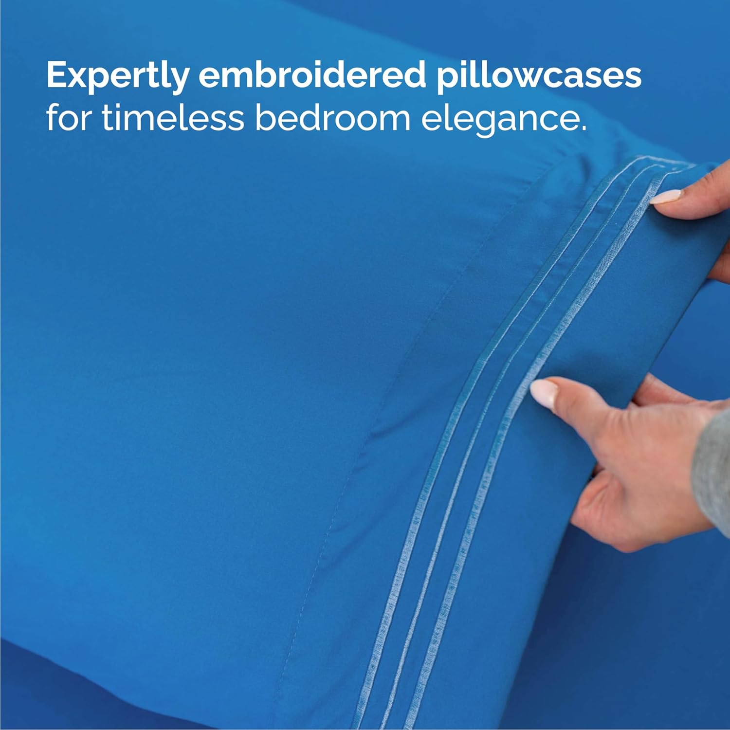 Queen Size Sheet Set by Hotel Luxury | 4-Piece Comfy, Breathable & Cooling Bedding - Deep Pockets, Soft & Wrinkle-Free - Oeko-Tex Certified, Royal Blue