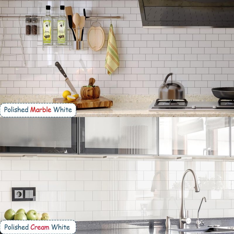 Reovatile 2026 New Upgrade Peel and Stick Backsplash Tile, Peel and Stick 11.34" X 11.57" Wall Tile for Kitchen, Bathroom, Fireplace, Laundry (Glossy White, 20 Packs)